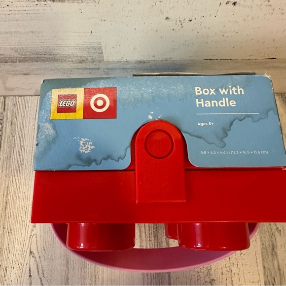 Lego X Target Red Brick Storage Box with Pink Handle Brand New Exclusive NEW - Picture 3 of 6